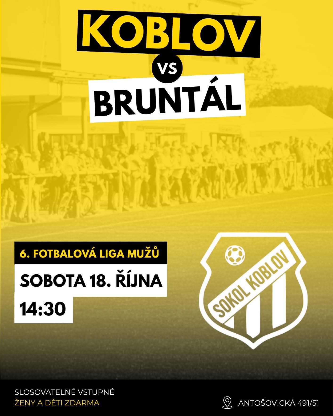 Koblov přivítá Bruntál!